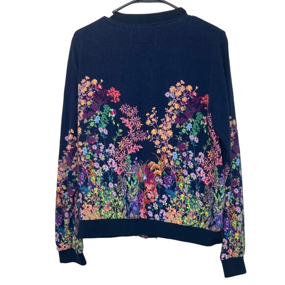 Merona Womens Floral Zip-Up Jacket Size Large Unique Wildflowers Cottagecore - Picture 3 of 8